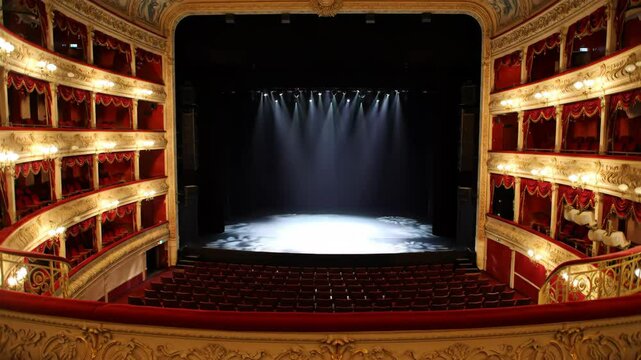 Exciting stage setup for an upcoming performance in historic theater