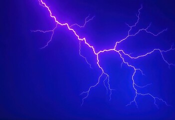 Lightning Flash in Dark Night Sky with Stormy Atmosphere