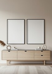 Modern Sideboard with Dual Square Frame Mockup