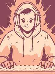 een Gamer Boy with Hoodie – Headset and Cool Pose Avatar