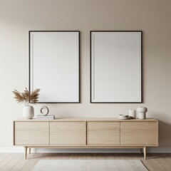 Modern Sideboard with Dual Square Frame Mockup