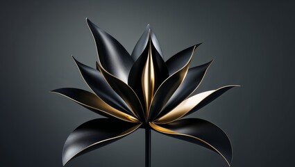 Luxurious black and gold abstract design forming a metallic flower