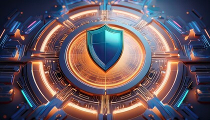 golden shield on a black background