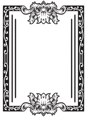 Vintage Ornamental Frame Outline in Black and White
