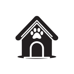 Dog house Silhouette isolated on white background. 