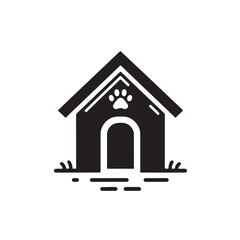 Dog house Silhouette isolated on white background. 