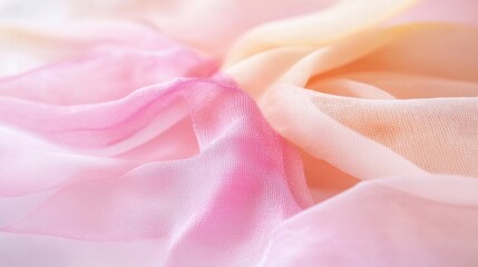 Fototapeta premium A close-up view of delicate, ombre-colored chiffon fabric.