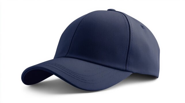 Navy blue baseball cap mockup on white background. Generative AI