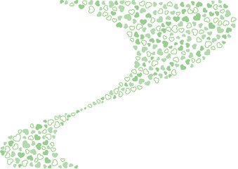 ハート柄の背景 緑系の3色 フチと単色 ハート