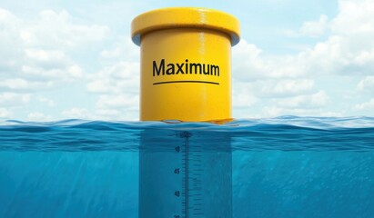 Vibrant Yellow Maximum Indicator in Blue Water Under Clear Sky