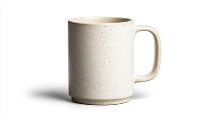 Beige ceramic mug mockup isolated on white background. Generative AI