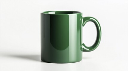 Green ceramic mug on white background. Generative AI