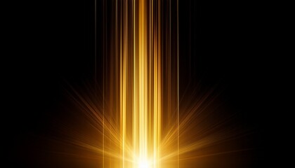Vertical flare of golden light on black background