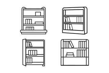 Obraz premium bookshelf icon line art vector illustration