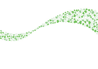 ハート柄の背景 緑系の3色 フチと単色 ハート