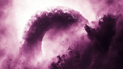 Fototapeta premium Abstract purple cloud formation resembling a curved tree, dynamic, textured, and ethereal.