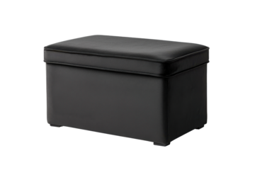 Black ottoman furniture isolated on PNG transparent background, cut out