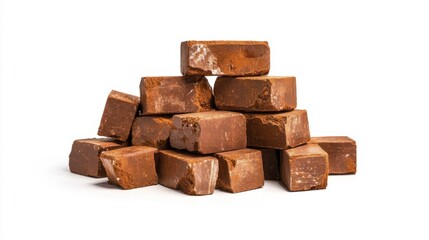 Clinker bricks stacked isolated on white background. Generative AI