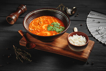 Hot and delicious soup with spices