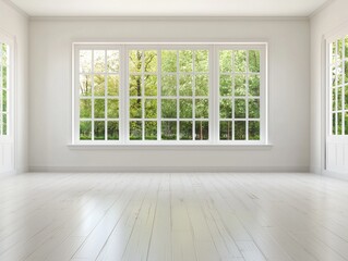 Fototapeta premium Bright and Spacious Empty Room with Large Windows and Natural Light