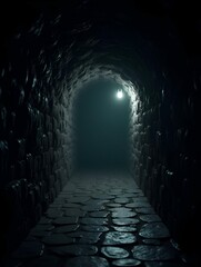 Dark dungeon catacomb underground tunnel spectacular halloween passage 3D illustration