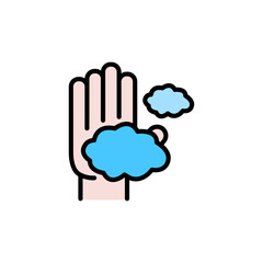 Hand wash colored icons, minimalist vector illustration ,simple transparent graphic element .Isolated on white background