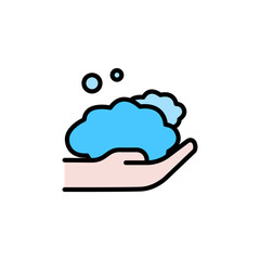 Hand wash colored icons, minimalist vector illustration ,simple transparent graphic element .Isolated on white background