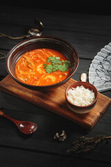 Hot and delicious soup with spices