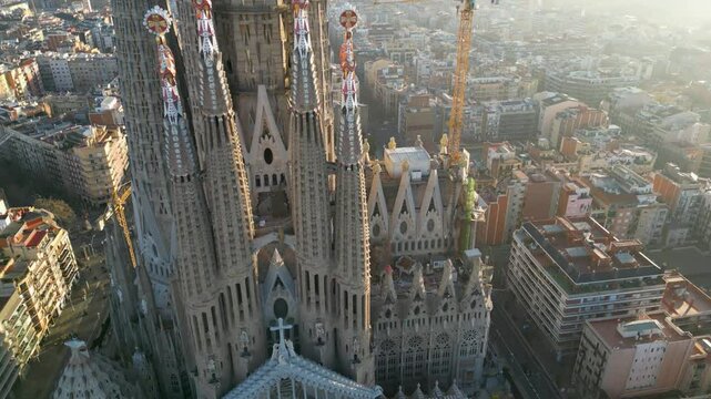 sagrada familia barcelona spaine drone shot