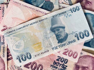 Turkish Banknotes featuring currency values of 100 and 200 Lira