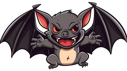 Cartoon Happy Vampire Bat Distressed Sticker for Halloween Party Decorations
