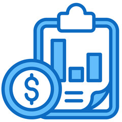 Business Planning Blue Fill, Financial Report with Coin and Chart