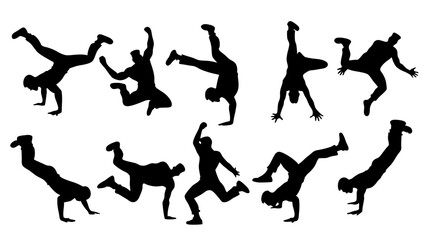 set of parkour silhouette vector on white background