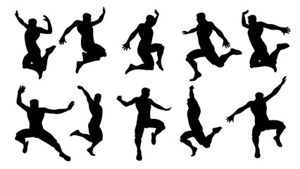 set of parkour silhouette vector on white background
