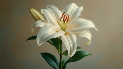 Obraz premium Delicate white lily, close-up
