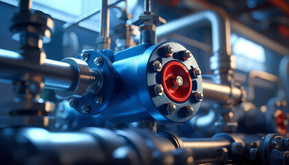 Obraz premium A blue pipe with red and white markings