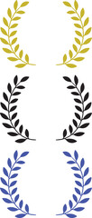 Obraz premium Olympic Games Medal Award Set – Gold, Silver, Bronze Laurel Wreath Emblems, Luxury Floral Champion Icons on White Background, Vector Illustration for Achievement