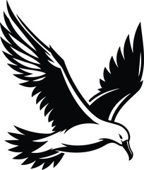 Albatross Soaring Silhouette Dynamic Flight Illustration