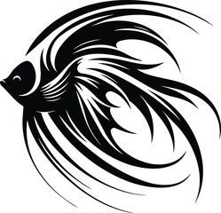 Angelfish Gliding Gracefully Silhouette Vector Illustration