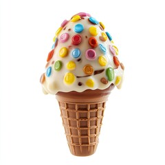 Whipped Ice Cream Cone, Colorful Candies