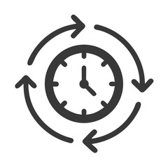 Clock with Workflow Progress Arrows Icon Design