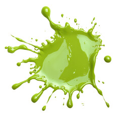 Green liquid splash isolated on PNG transparent background, cut out