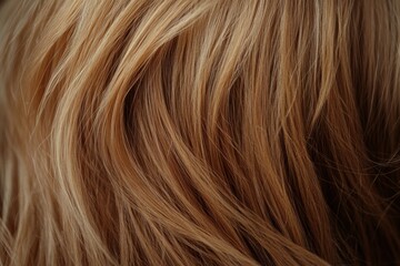 Naklejka premium Close-up of wavy blonde hair texture and shine in soft light