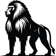 Baboon silhouette a powerful primate standing tall