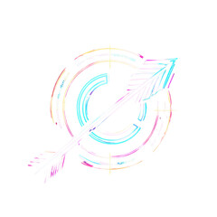 Colorful arrow design with circular elements and modern look