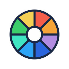 Color Wheel with Segment Divisions Icon Design