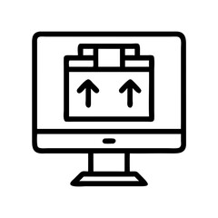 Computer Monitor with Package Arrows Icon Design