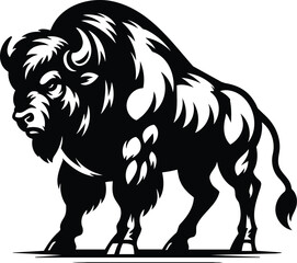 Powerful Bison Silhouette Symbol Standing Proudly