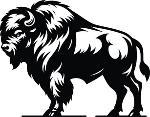 Proud Bison Silhouette Symbol with Muscular Shoulders