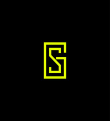 Abstract Neon Green Letter SG or GS Logo Design, Minimalist Style